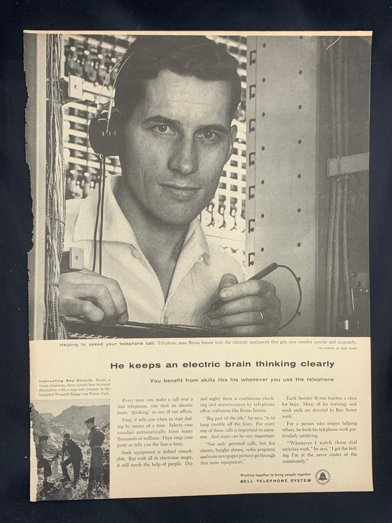 Magazine Ad* - 1957 - AT&T / Bell System - Byron Jensen - Telephone Man