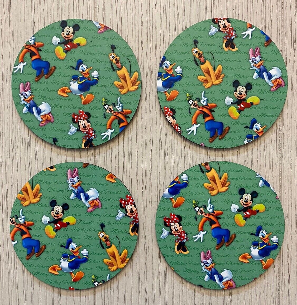Disney Inspired Mickey And Friends, Cork Coasters  Set Of 4
