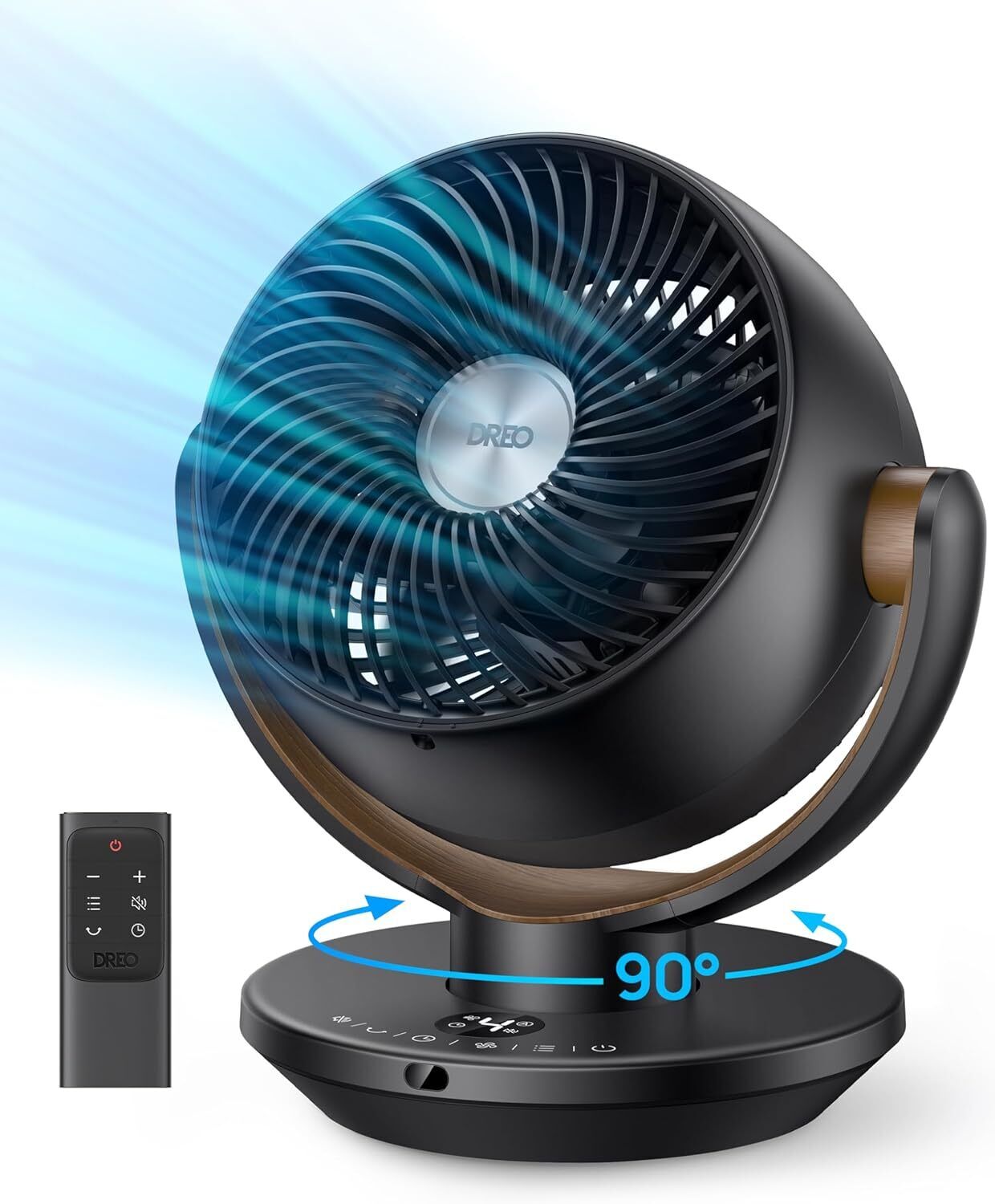 Dreo Desk Air Circulator Fan with Remote 11 Inch Table Fans 4 Speeds 8H Timer