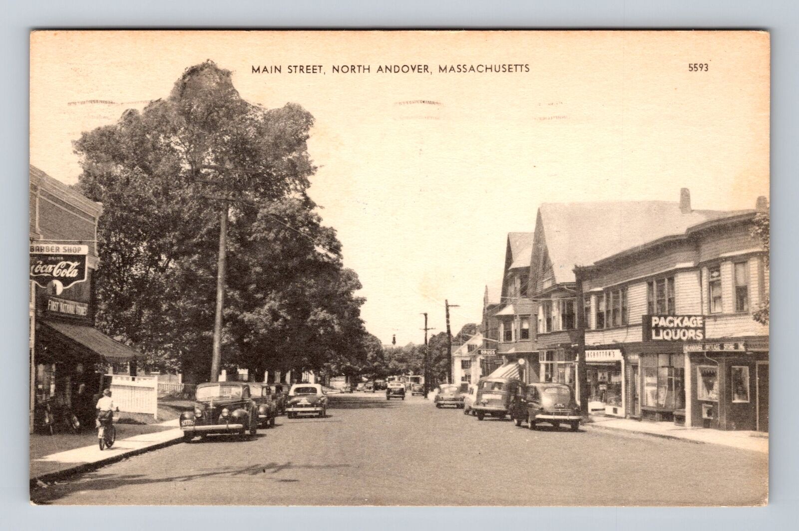 North Andover MA-Massachusetts, Main Street, Coca-Cola, Vintage Postcard