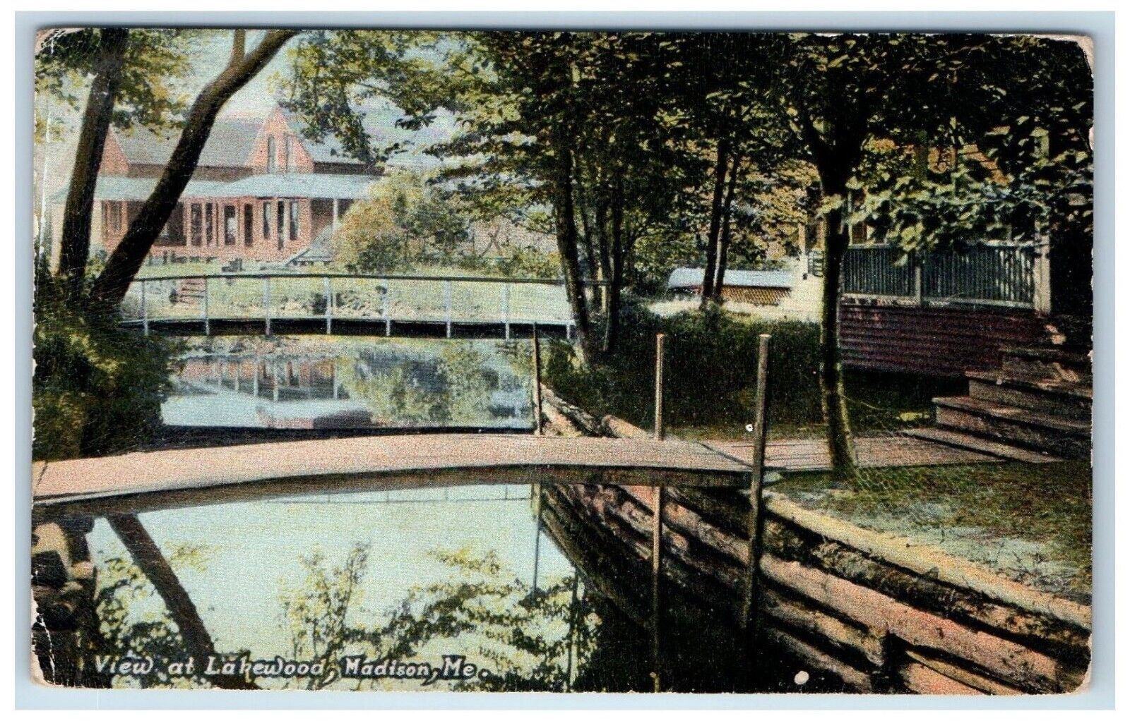 1912 View At Lakewood Bridge Scene Madison Maine ME Posted Vintage Postcard