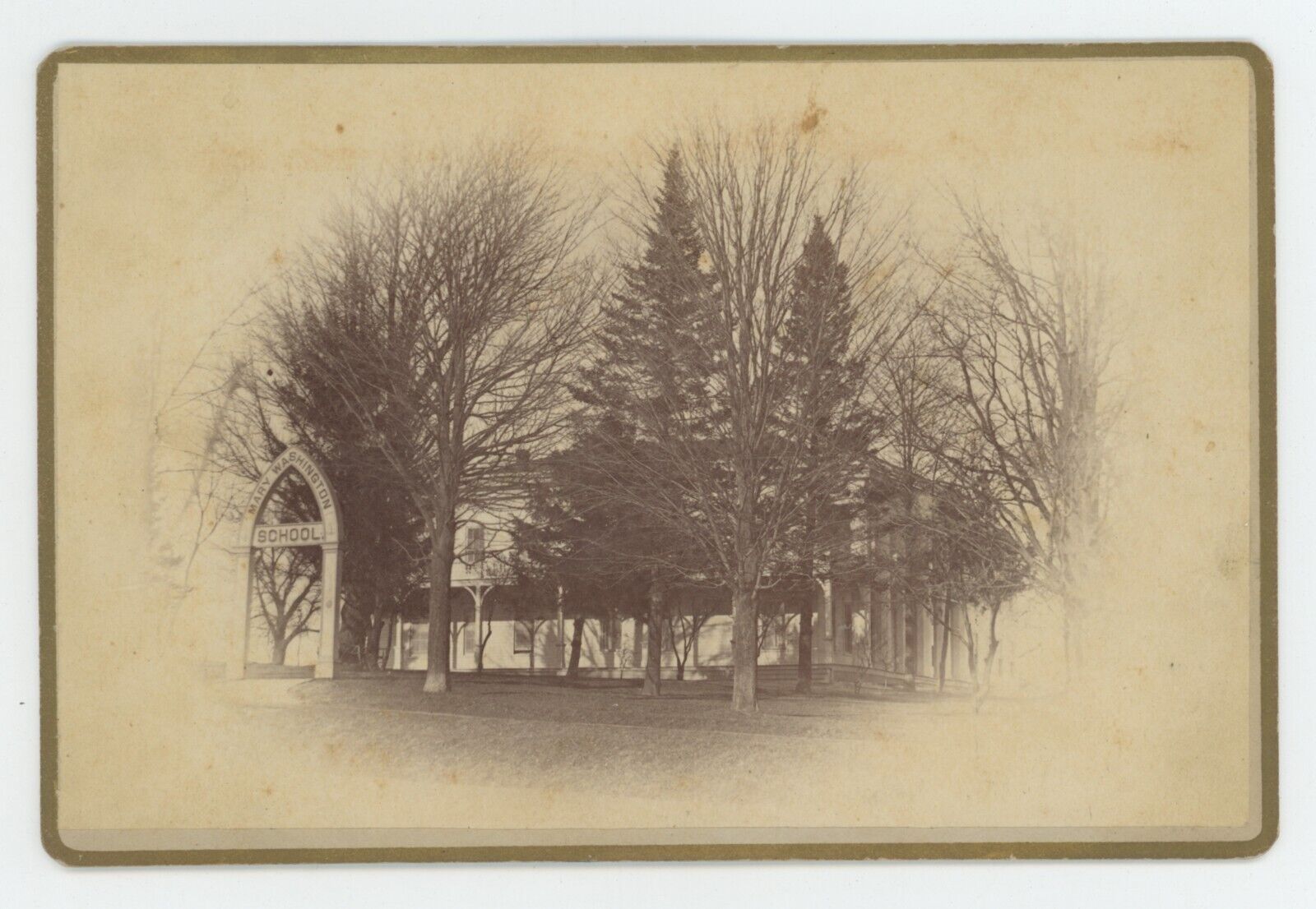 Antique Circa 1880s Rare Cabinet Card Early Image of The Mary Washington School