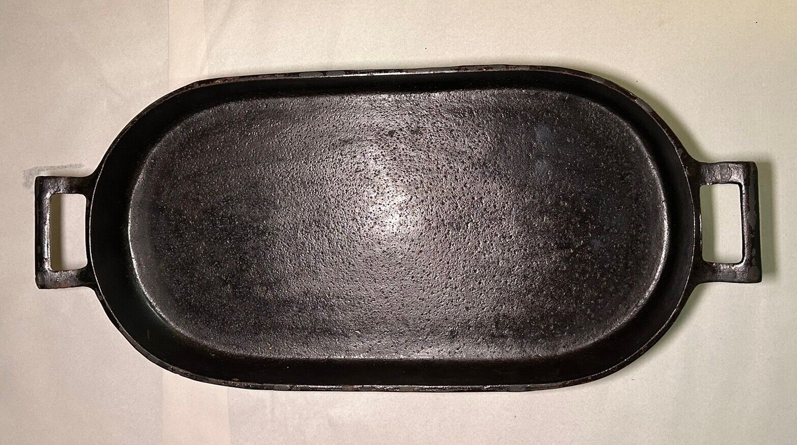 Vintage Cast Iron Sportsman Oval Grill Griddle Pan Shallow Fish Fryer
