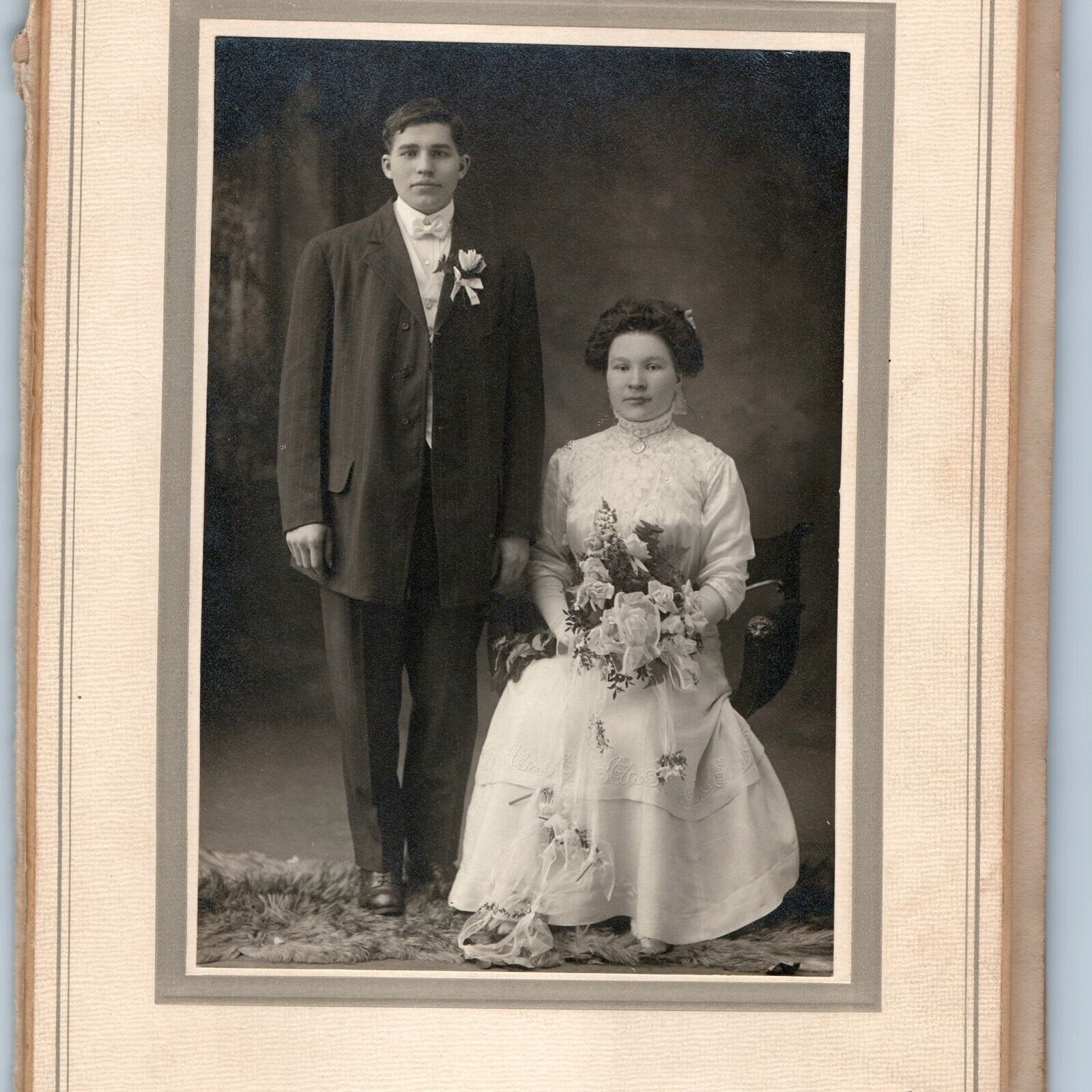 c1920s Cleveland, OH Newlywed Married Couple Man Woman Cabinet Card Maryanski 5P