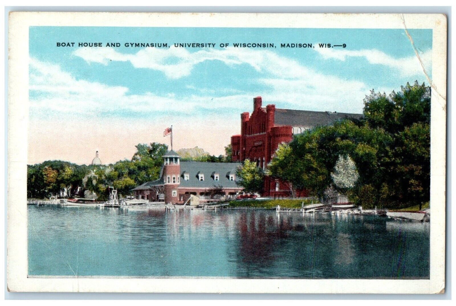 c1920 Boat House Gymnasium River University Wisconsin Madison Wisconsin Postcard