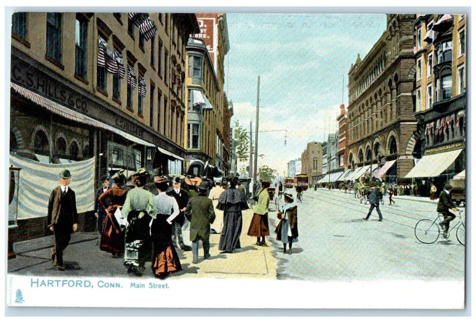 c1905 Main Street Streetcar Road Hartford Connecticut Raphael Tuck Sons Postcard