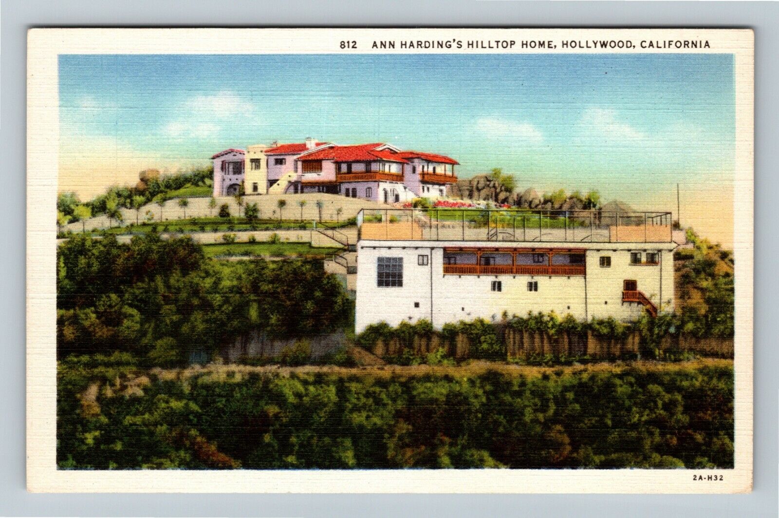 Hollywood CA-California, Ann Harding's Hilltop Home, Actress Vintage Postcard