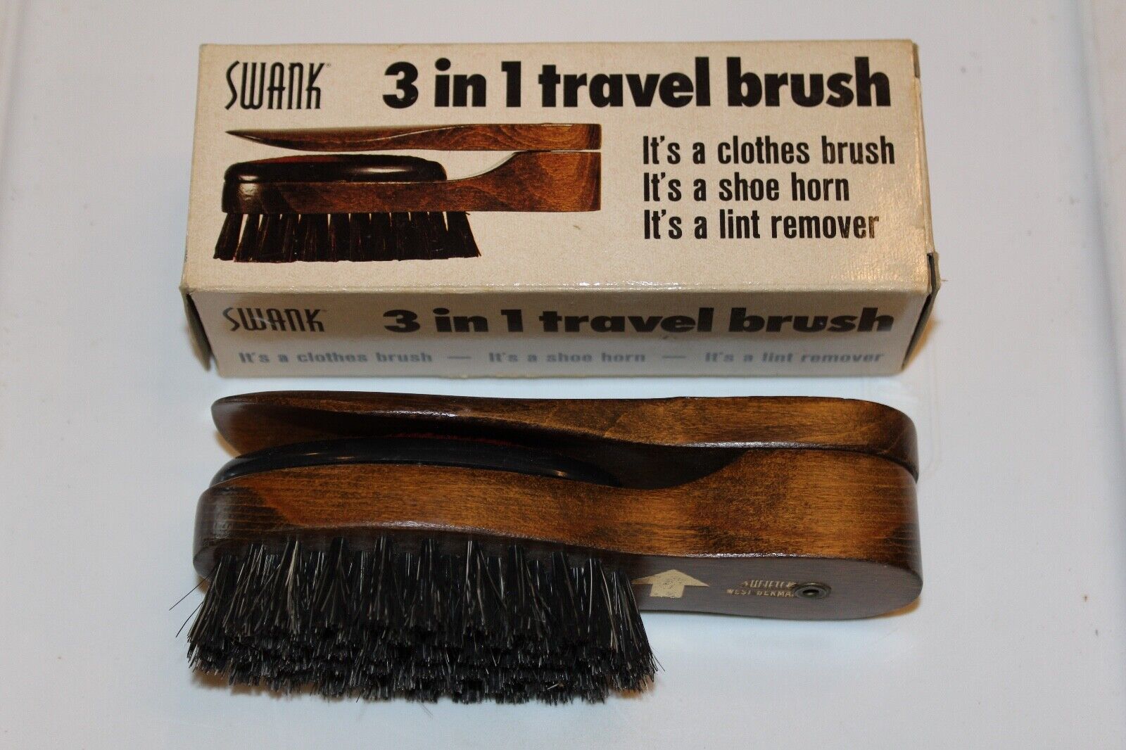 Vintage SWANK 3 in 1 Travel Brush in Original Box  West Germany