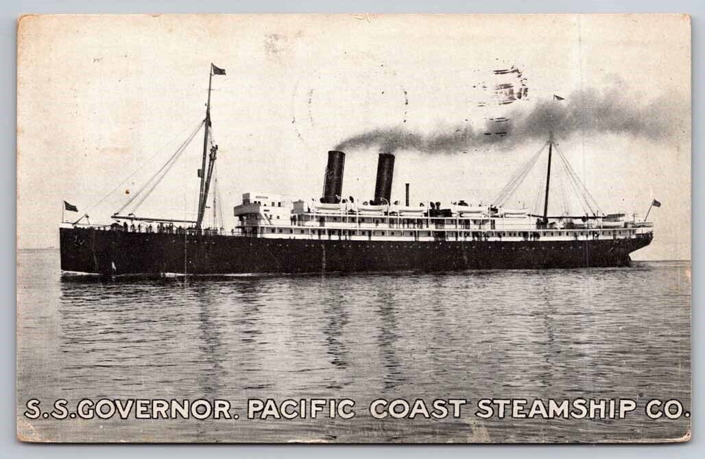 SS Governor Pacific Coast Steamship Co. 1916 Postcard Ships