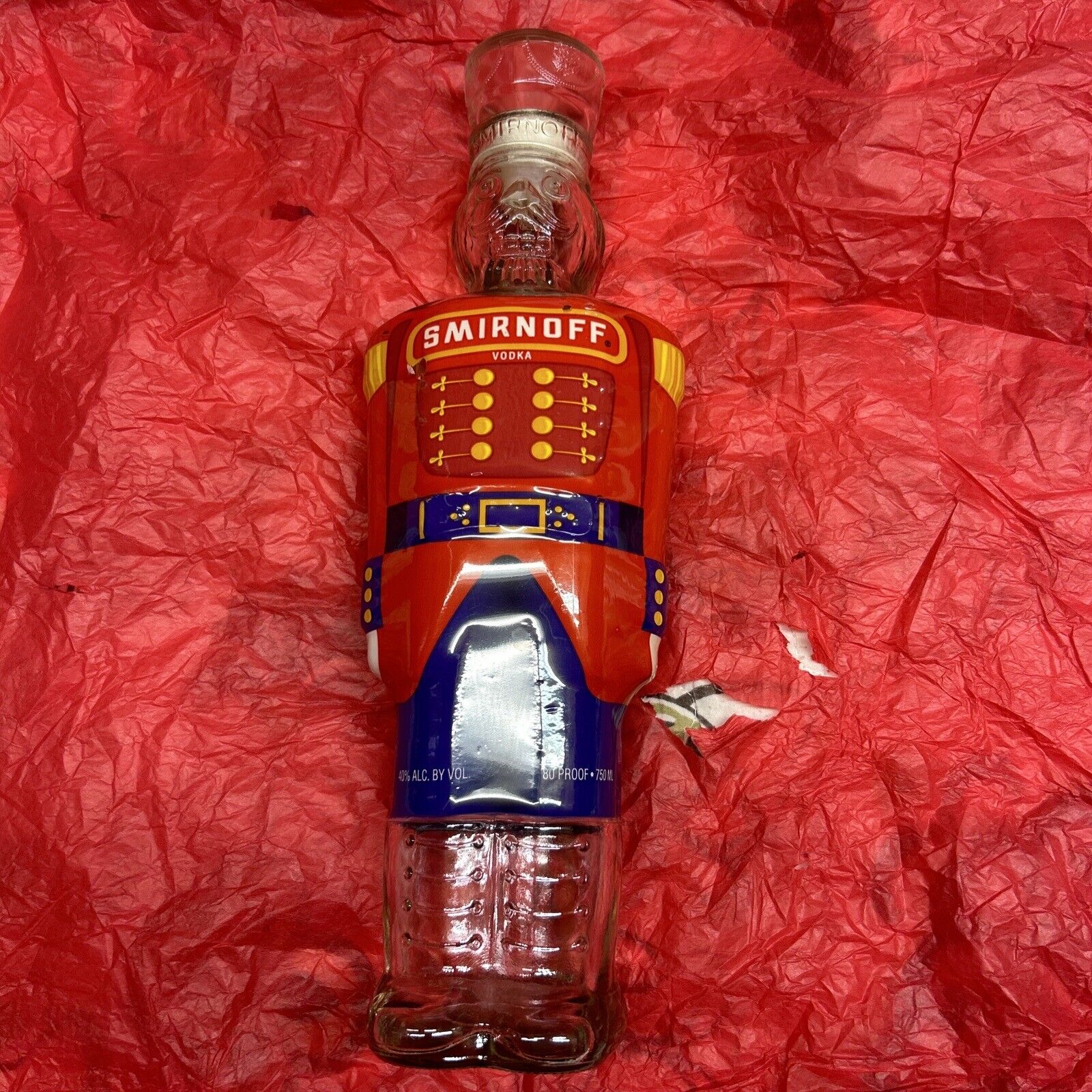 1998 Smirnoff Vodka Toy Soldier/NutCracker Glass Bottle/Decanter -EMPTY-