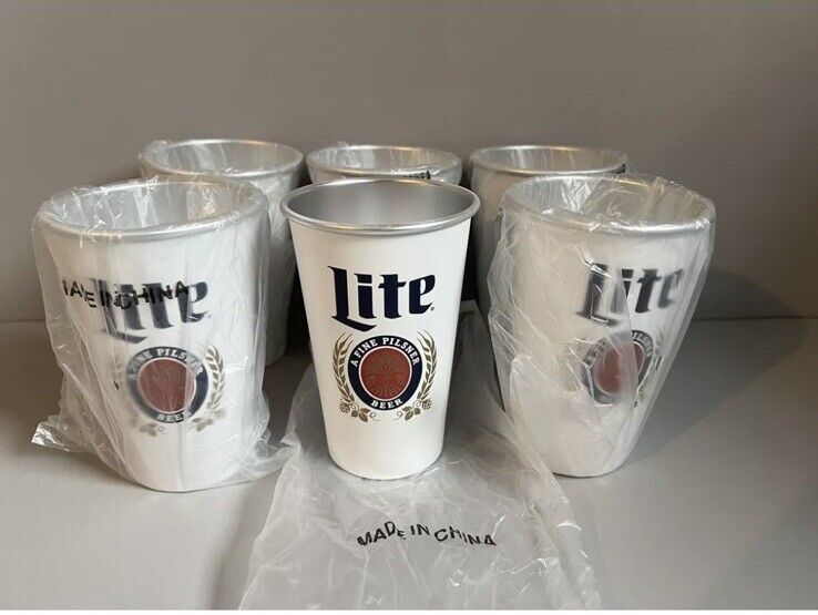 Miller Lite Set of (6) 12 oz. Aluminum Cups~NEW