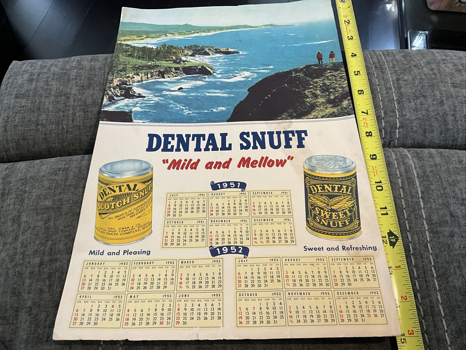 1951-1952 Dental Snuff Calendar 15”x10”