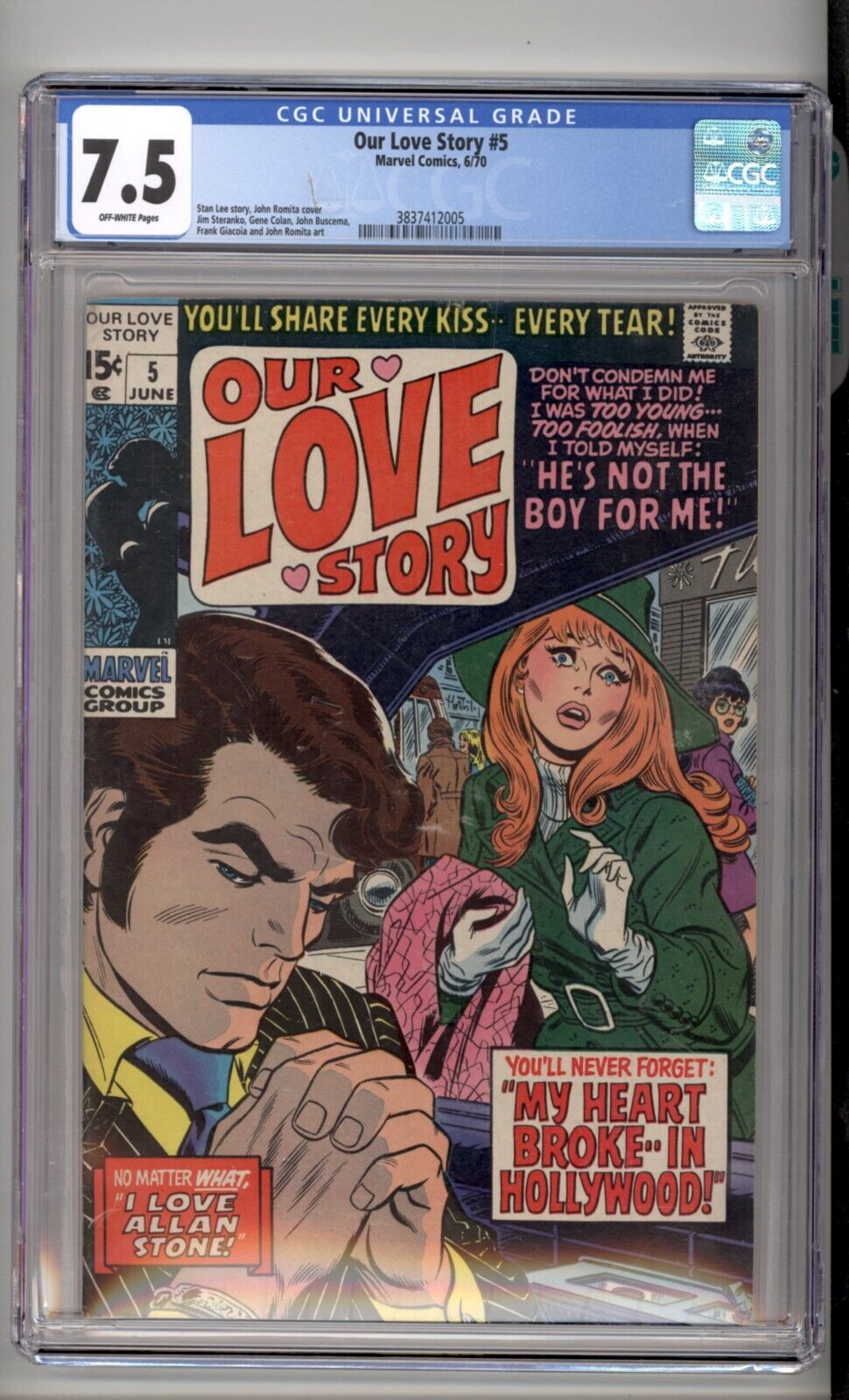 Our Love Story 5 CGC 7.5 Romita Cover 1970