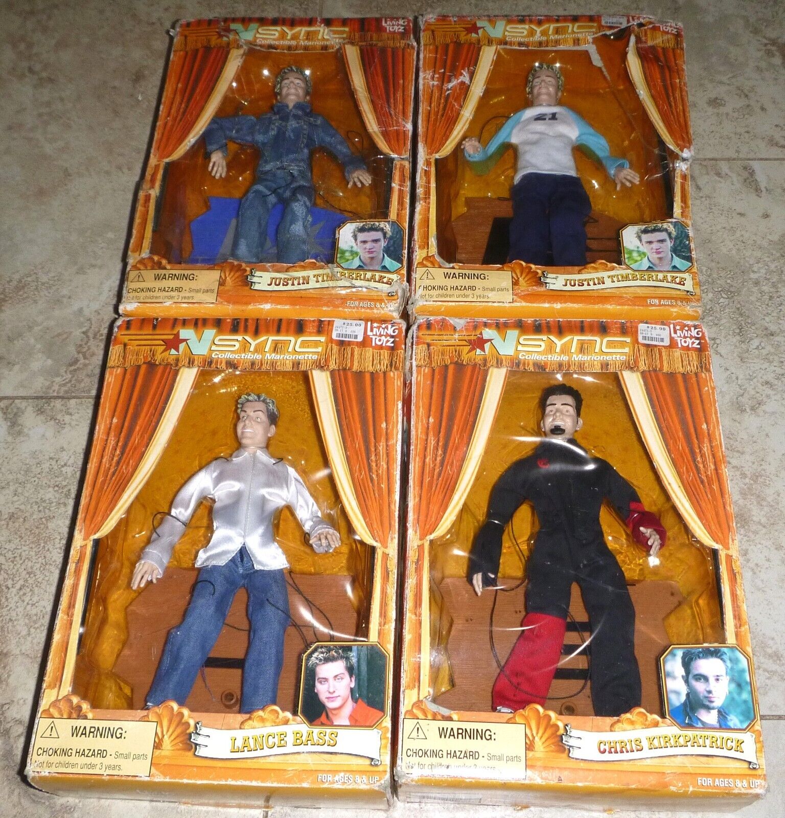 Vintage NSYNC Collectible Marionette Dolls Set Of 4 (2) Justin, Lance, Chris