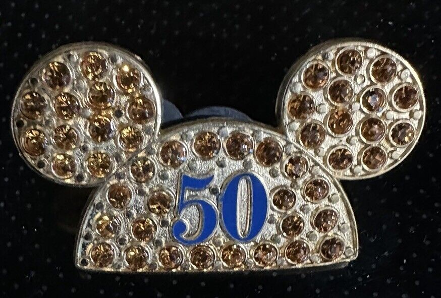 Happiest Celebration on Earth 50th Gold Jewel Mickey Ears Disney Pin