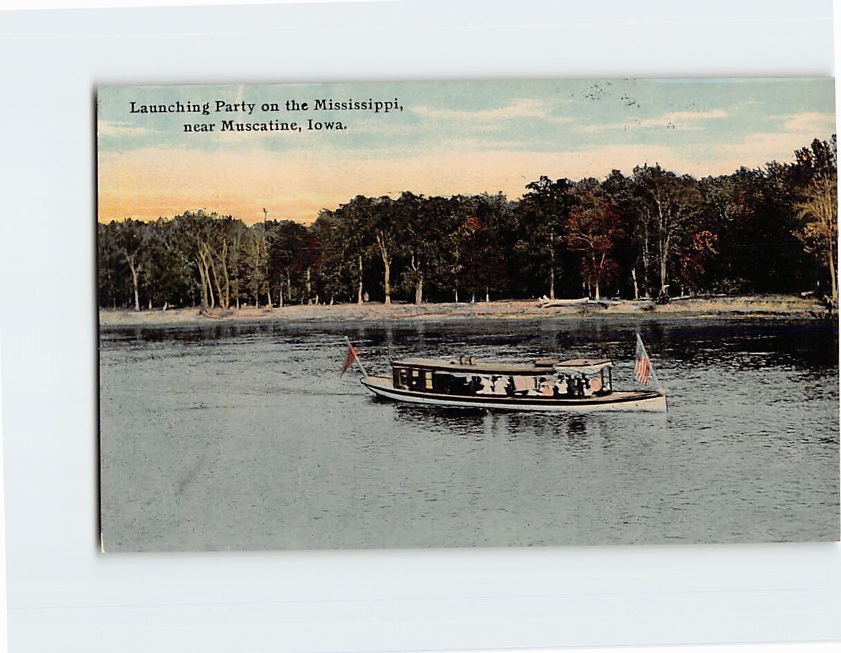 Postcard Launching Party on the Mississippi Near Muscatine, Iowa, USA