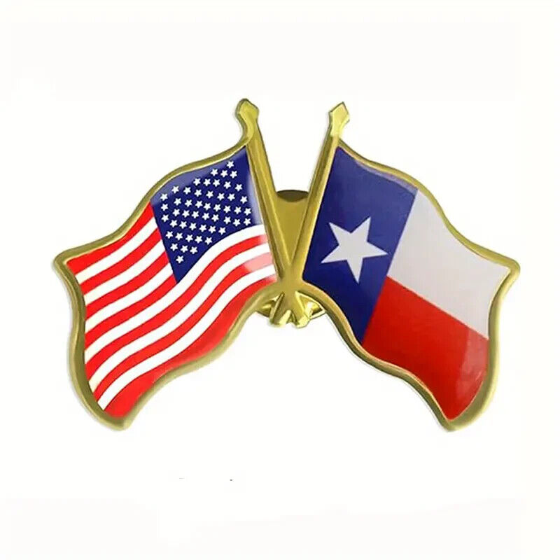 USA and the great State of Texas Friendship Flag Pin, Metal Patriotic Lapel