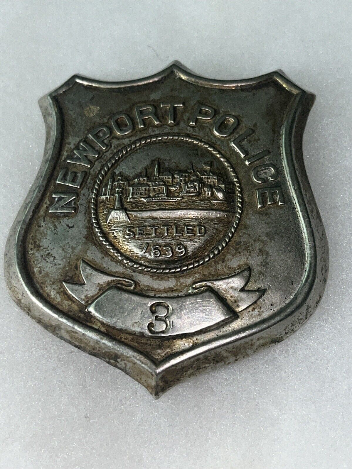 Vintage Antique Obsolete Newport Police Badge #3 HTF