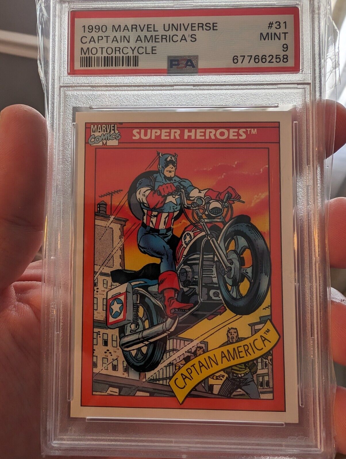 Captain America's Motorcycle 1990 Impel Marvel Universe #31 MINT PSA 9
