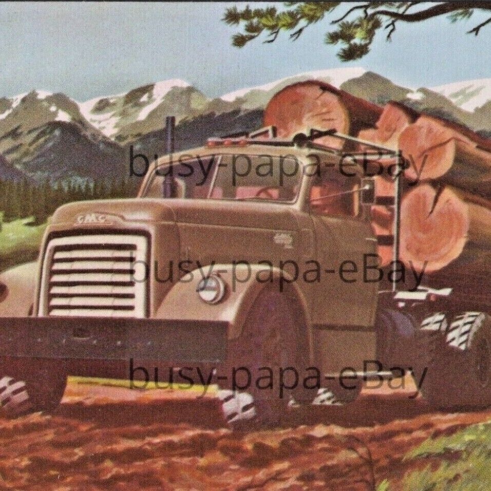 1954 GMC Truck DM 970-67 Model Log Lumber Hauling Dealer Promotional Postcard