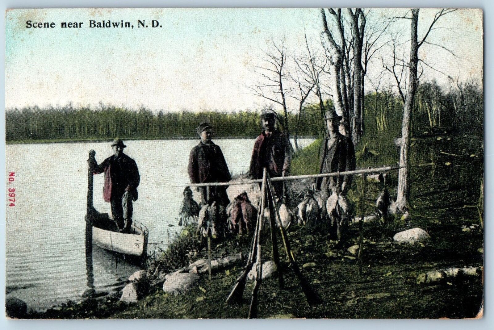 Baldwin North Dakota Postcard Scene Of Fishermen And Fishes Caught 1910 Antique