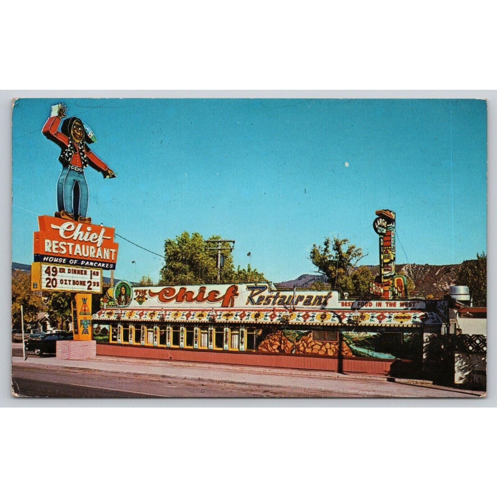 Postcard CO Durango The Chief Diner Classic Car Street Scene