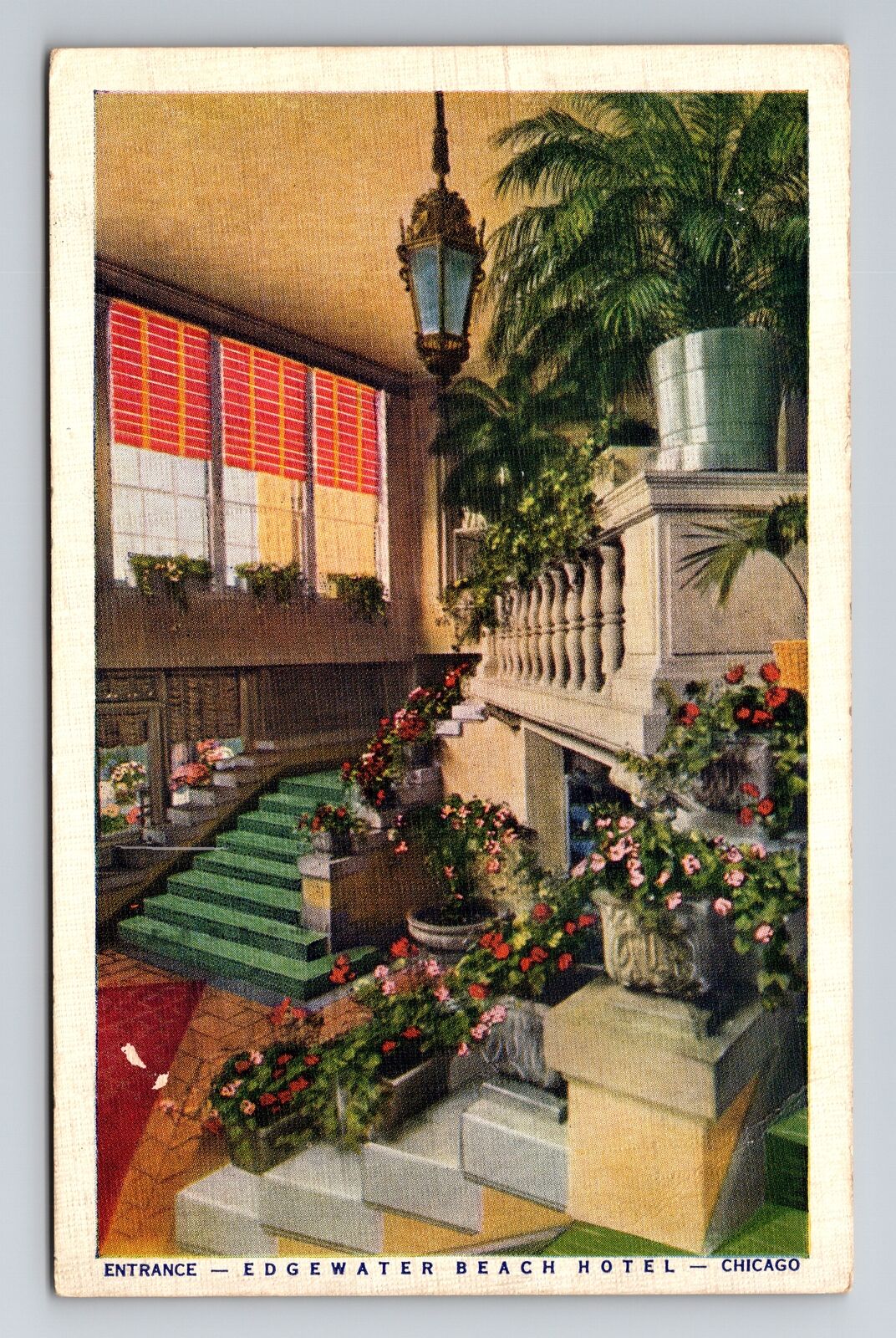 Chicago IL-Illinois, Entrance, Edgewater Beach Hotel, Vintage Postcard