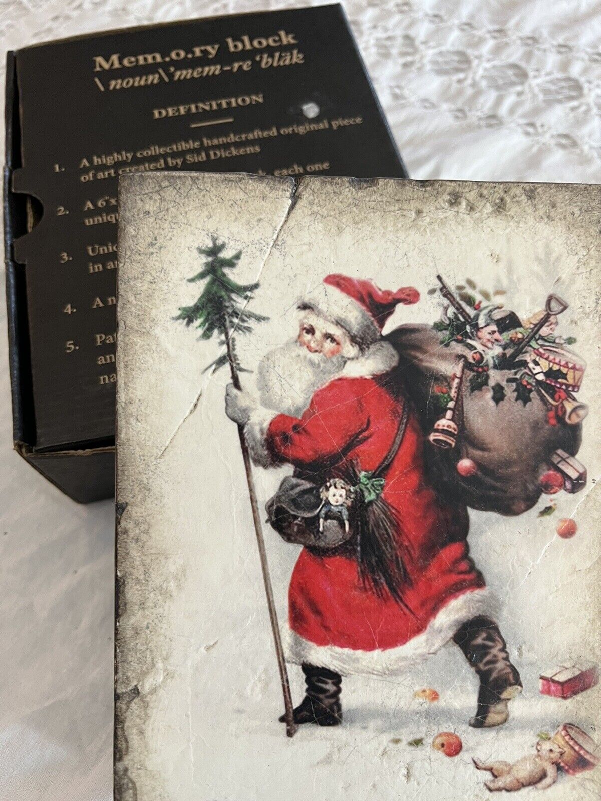 Sid Dickens Memory Block T-434 CHRISTMAS JOY Santa St Nicholas Tile Wall Art Box