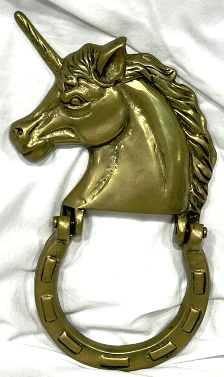 Unicorn Vintage Brass Doorknocker 1970s Authentic