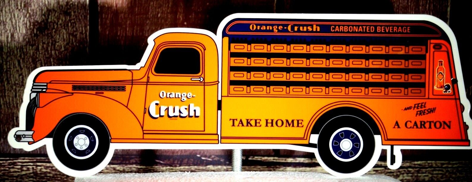 ORANGE CRUSH TRUCK SIGN PORCELAIN COLLECTIBLE, RUSTIC, ADVERTISING 