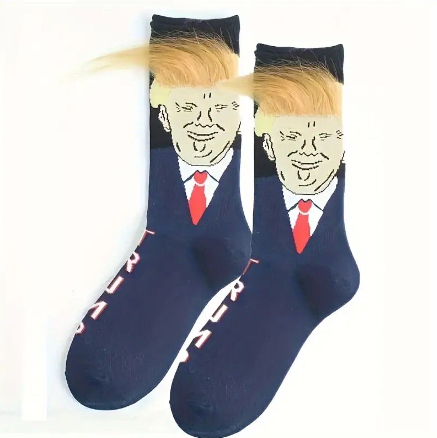 Trump MAGA 2024 Make America Great Again Blue Socks Funny Hair
