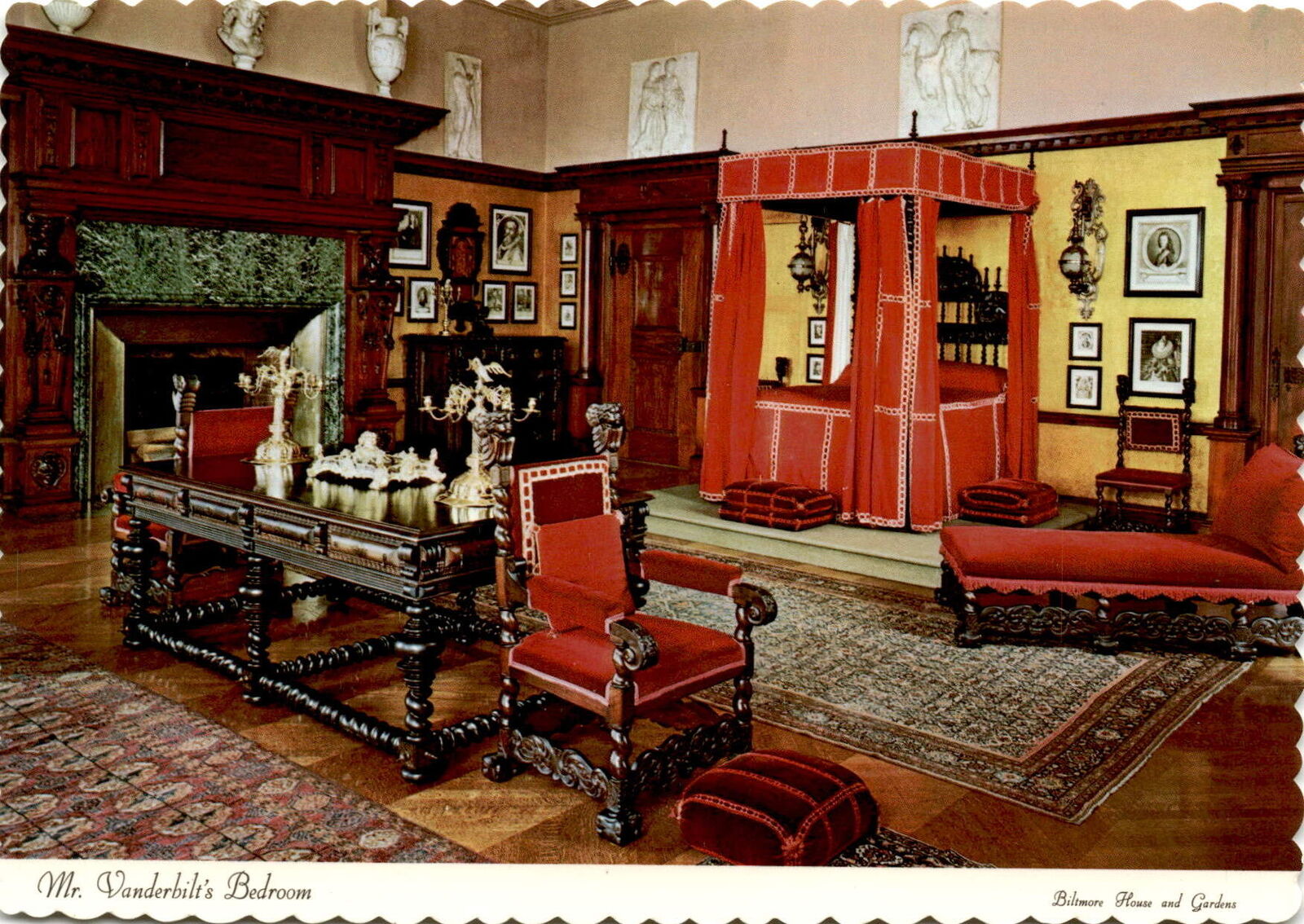 Vintage Postcard: Mr. Vanderbilt's Bedroom at Biltmore House, Asheville, NC