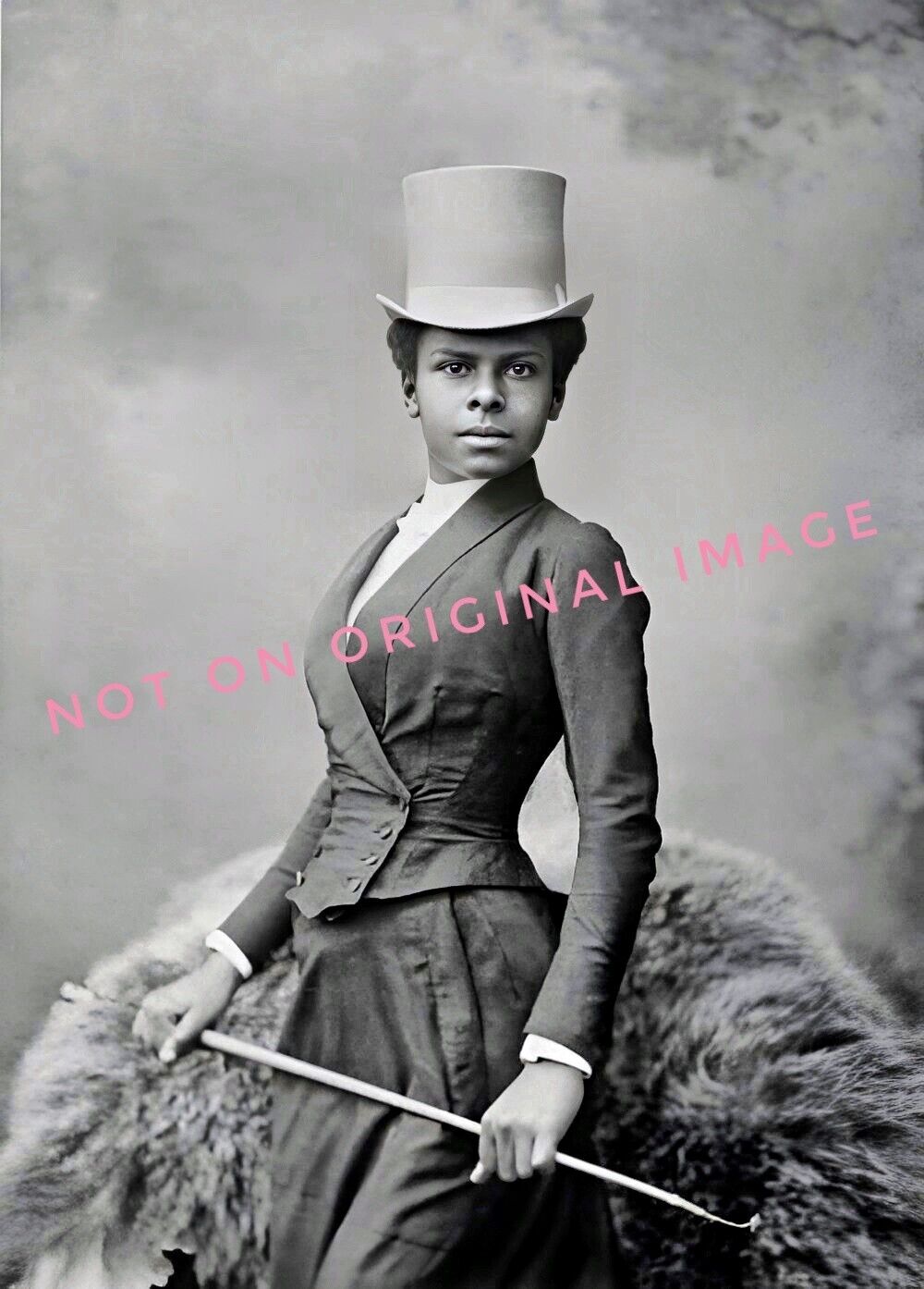 Vintage 1910's Photo reprint of Edwardian Era African American Woman Equestrian 