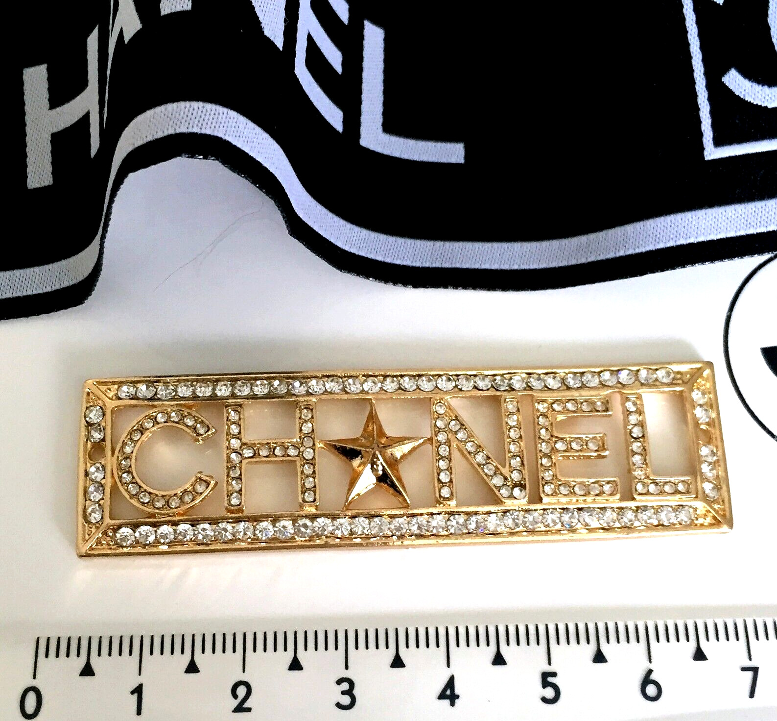 1 Vintage original large 18 x 67 mm Chanel CC Logo gold tone button 2 holes