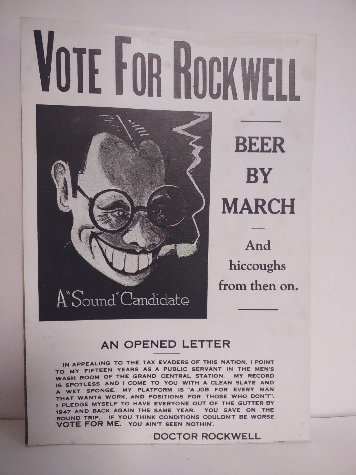 Vintage Humor Poster Dr.Rockwell George Lovejoy 1920s Vaudeville Performer