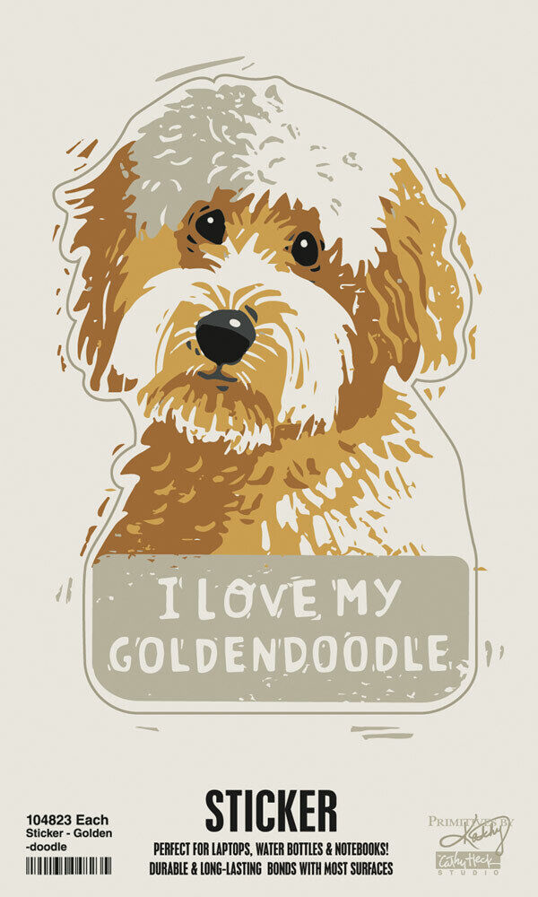 Goldendoodle I Love My Dog Shaped Sticker