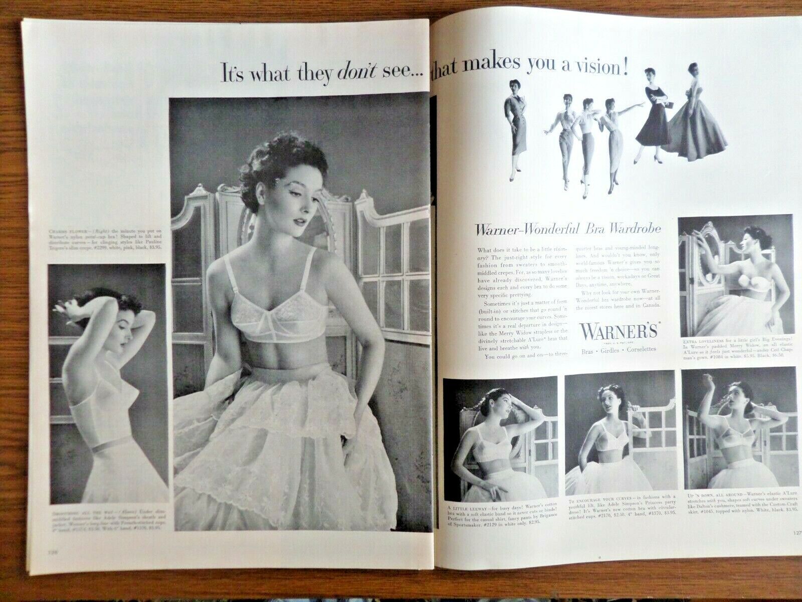 1954 Warner's Bra Ad It's what they don't see Makes you a Vision