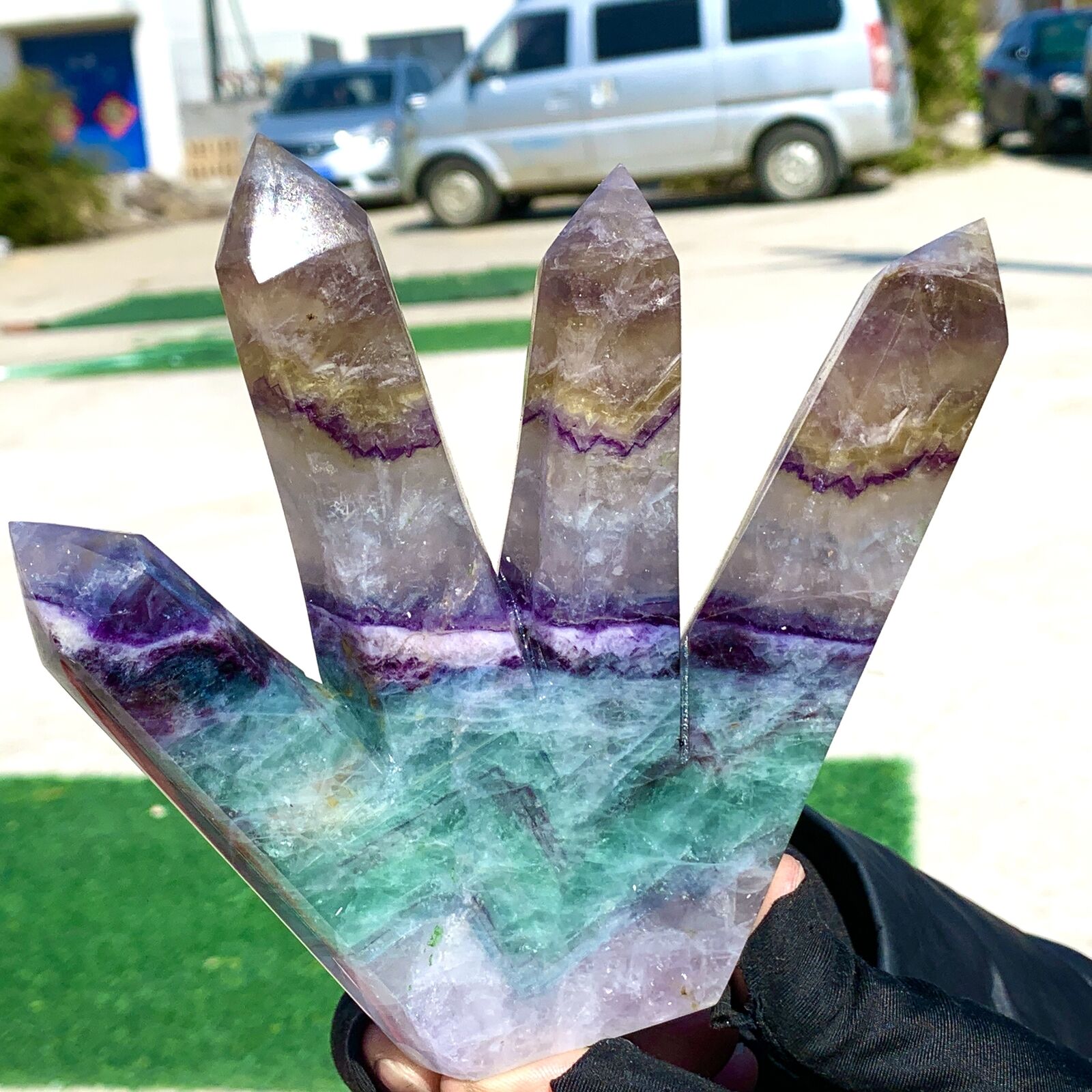 1.75LB Natural colour Fluorite Crystal obelisk crystal wand healing