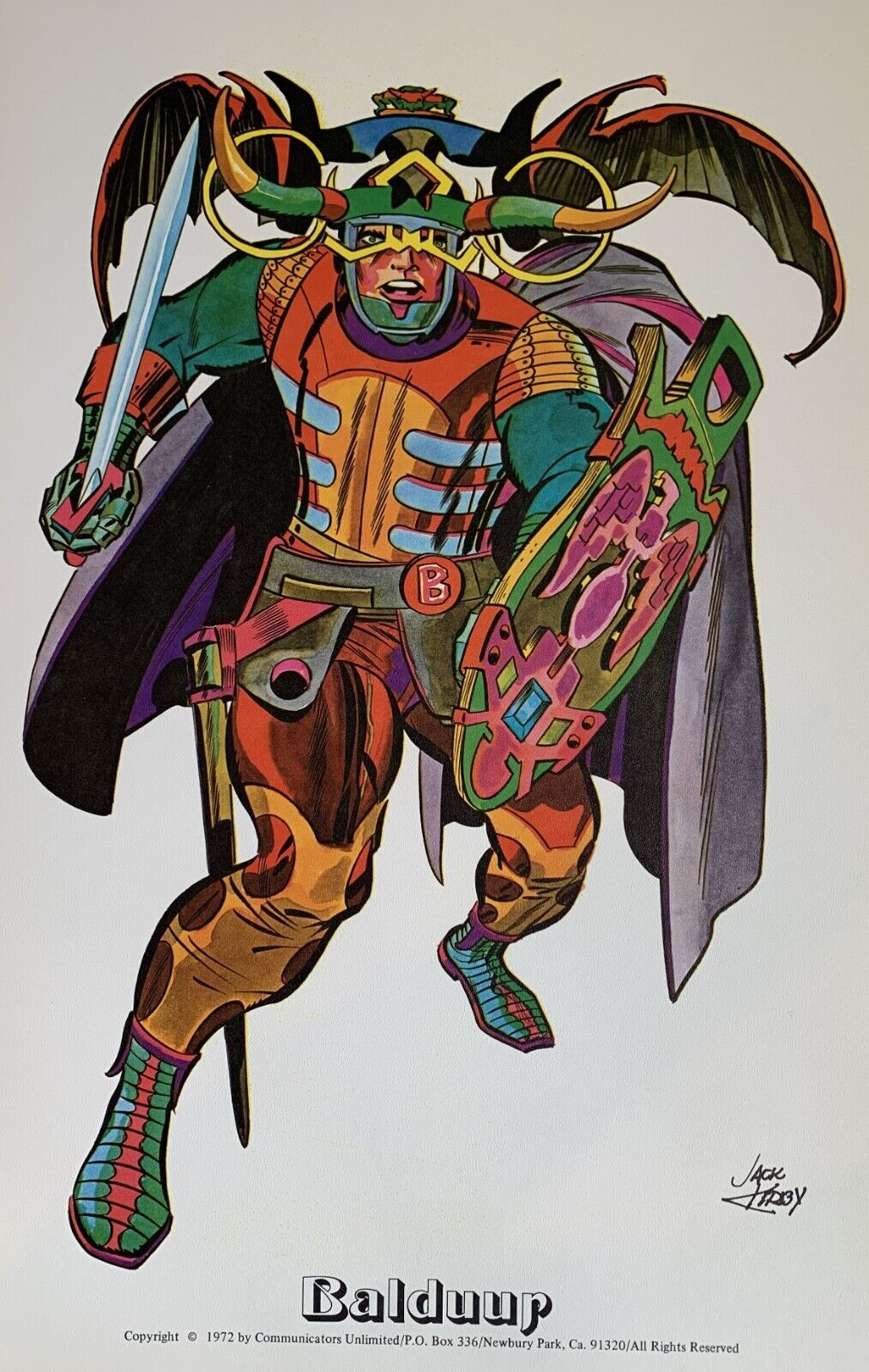 Jack Kirby rare 1972 print:  Balduur from Jeremy Kirby's personal collection