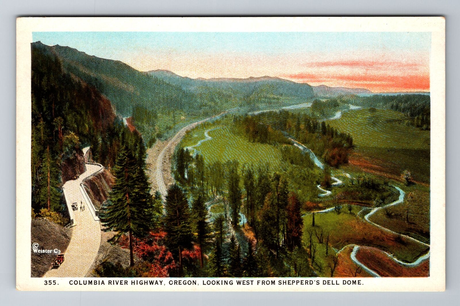 OR-Oregon, Aerial Columbia River Highway, Antique, Vintage Souvenir Postcard
