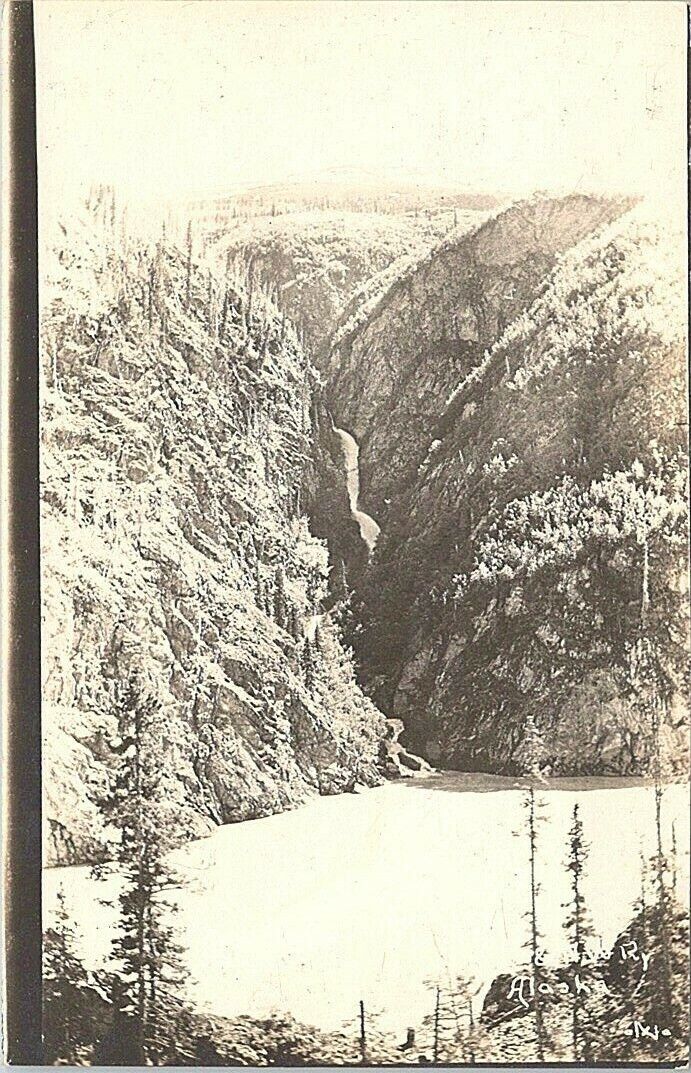 RPPC Copper River Alaska Mountain and Waterfall Scene early 1900s