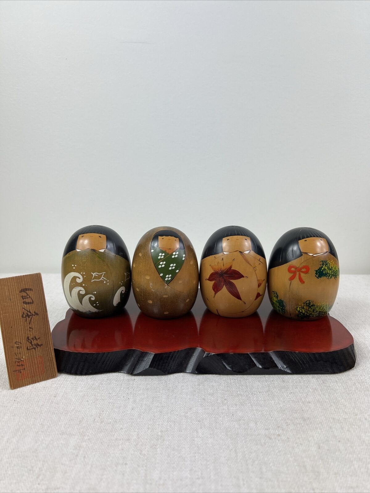 Vintage Creative Kokeshi Dolls Set Four Seasons 3.75” Okamoto Usaburo Wood