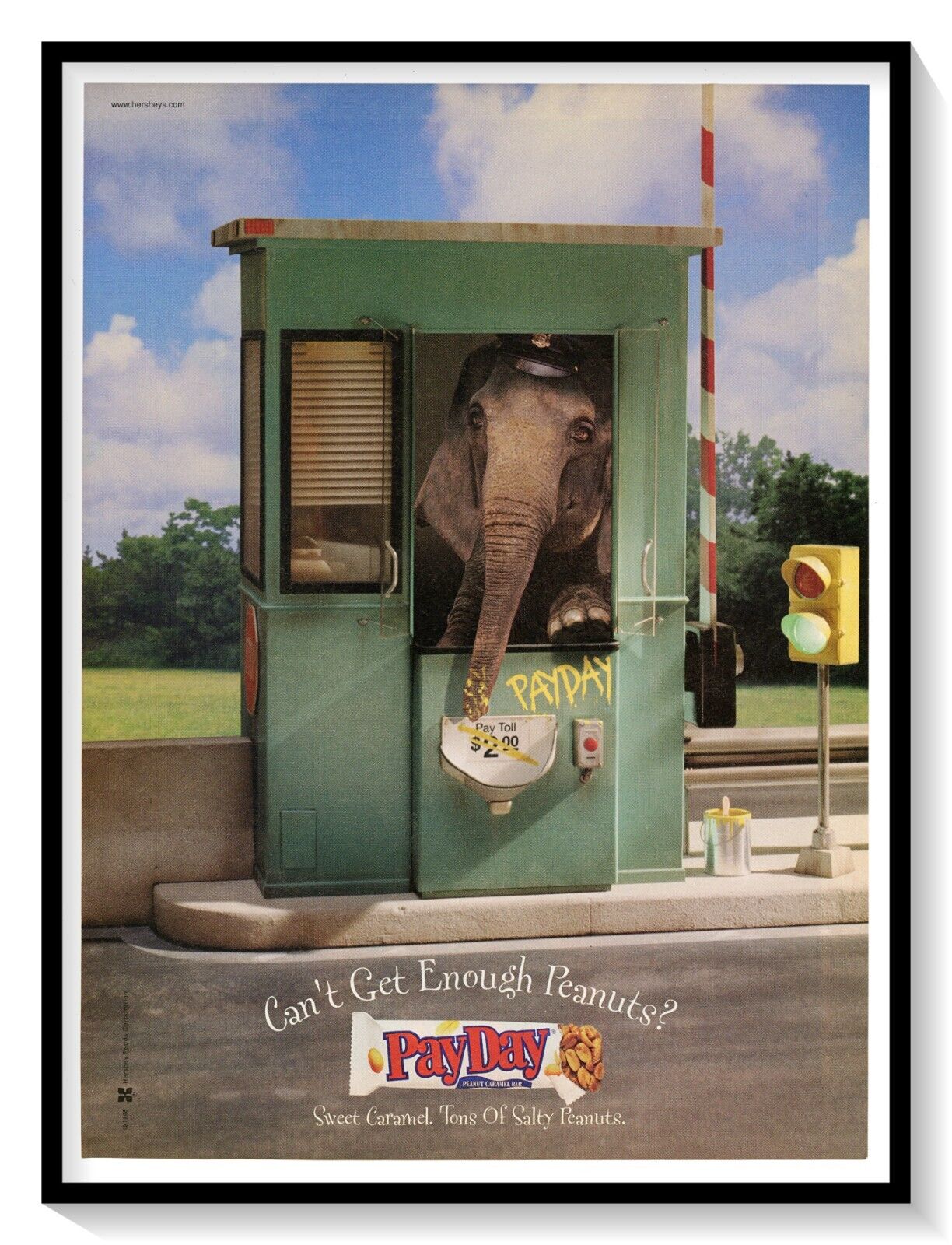 PayDay Candy Bar Elephant Print Ad Vintage 2000 Magazine Advertisement Hershey\'s