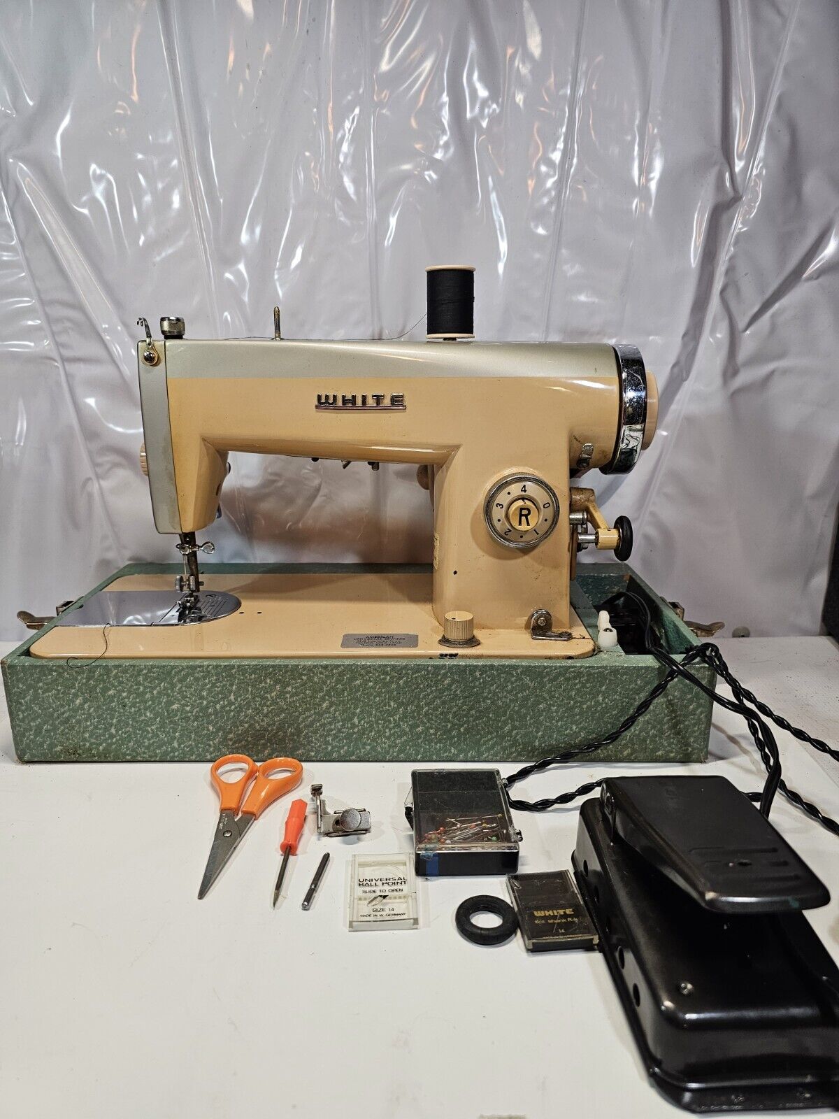 vintage white brand sewing machine Tested Tested working