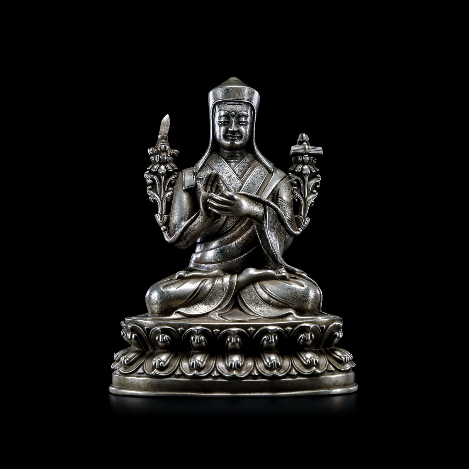 15th century sterling Sakya Pandita buddha statue Tibetan Buddhism master guru