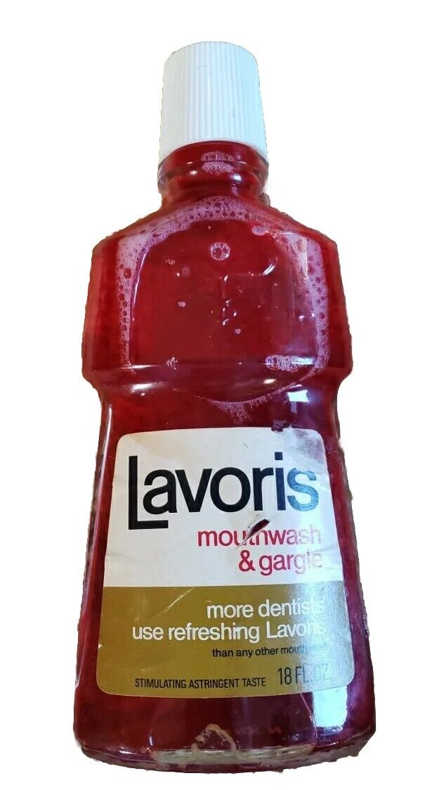Vintage 1960s Bottle of Lavoris Mouthwash & Gargle 18 Fl Oz Glass Bottle