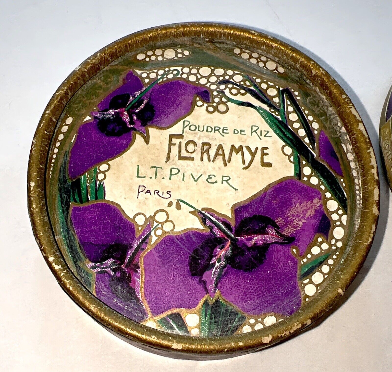 Rare Antique 1922 L.T. Liver “FLORAMYE” Face Powder Box Paris Unsealed Full