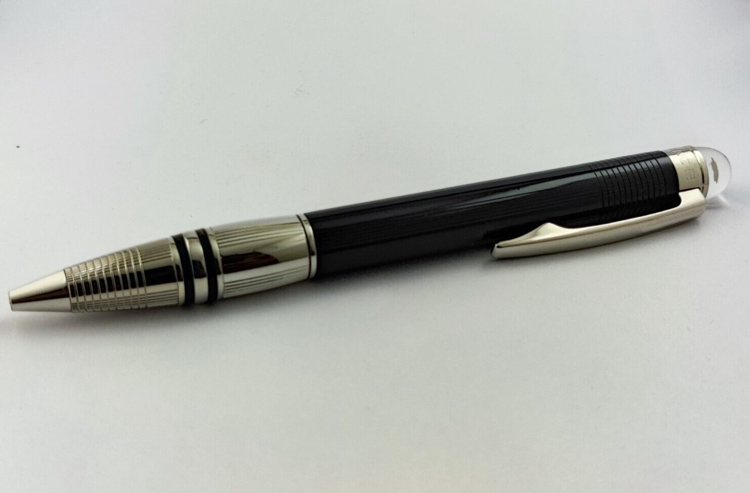 Premium Montblanc Starwalker Black Pen + Silver Clip Roller Ballpoint Pen