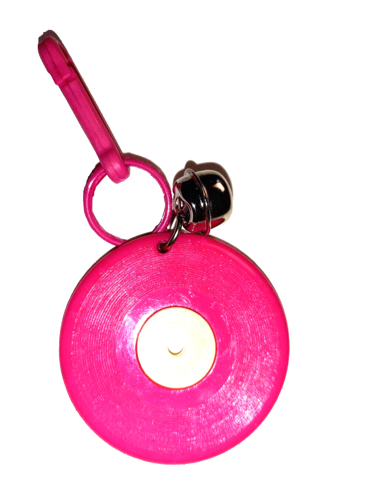 Vintage 1980s Plastic Charm Hot Pink Record Album Charms Necklace Clip On Retro