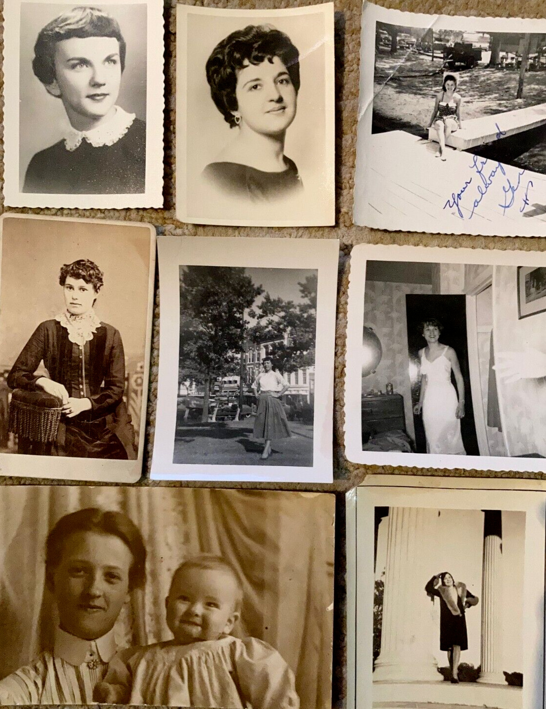 Lot of 25 Vintage Black & White Photos~1890s-1960s~CDV~Pretty Women~Flapper Gal+